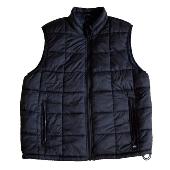 Dockers Men's XL Box Quilted Black Puffer Vest Full Zip & Zipper Pockets - Picture 1 of 13